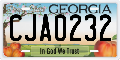 GA license plate CJA0232