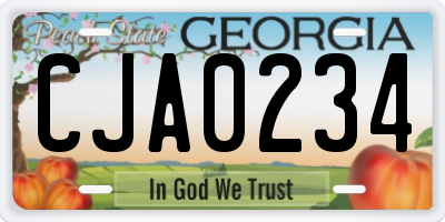 GA license plate CJA0234
