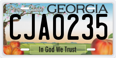 GA license plate CJA0235