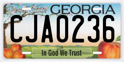 GA license plate CJA0236