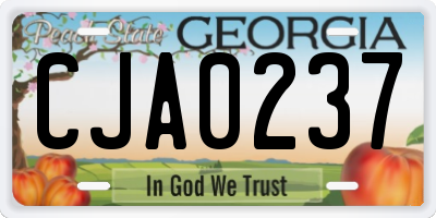 GA license plate CJA0237