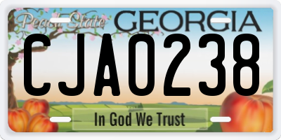 GA license plate CJA0238
