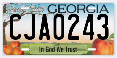 GA license plate CJA0243