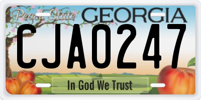 GA license plate CJA0247