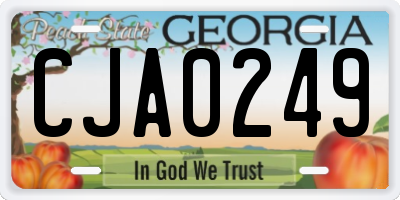 GA license plate CJA0249