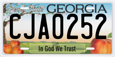 GA license plate CJA0252