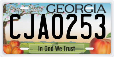 GA license plate CJA0253