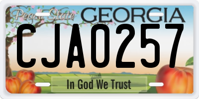 GA license plate CJA0257