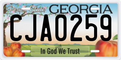 GA license plate CJA0259