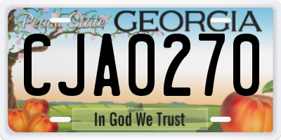 GA license plate CJA0270