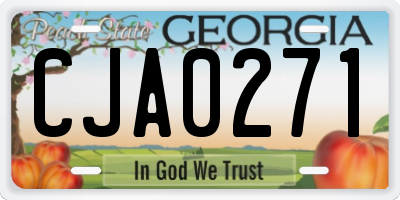 GA license plate CJA0271