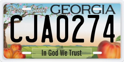 GA license plate CJA0274