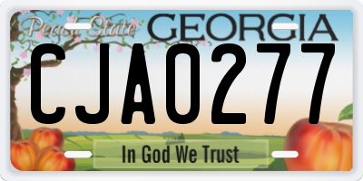 GA license plate CJA0277