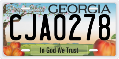GA license plate CJA0278