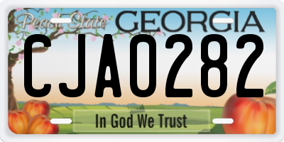 GA license plate CJA0282