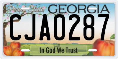 GA license plate CJA0287