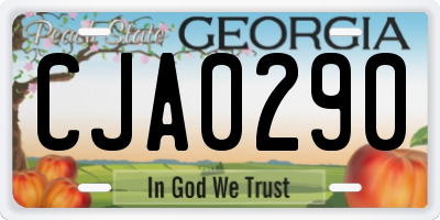 GA license plate CJA0290