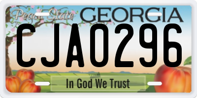 GA license plate CJA0296