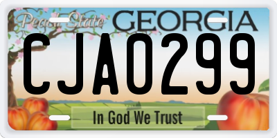 GA license plate CJA0299