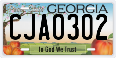 GA license plate CJA0302
