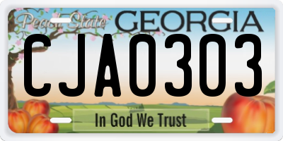 GA license plate CJA0303