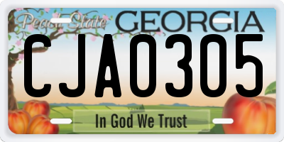 GA license plate CJA0305