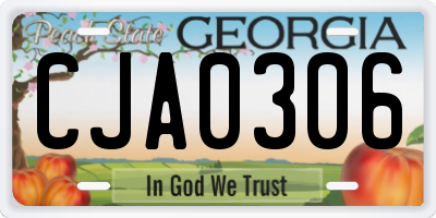 GA license plate CJA0306
