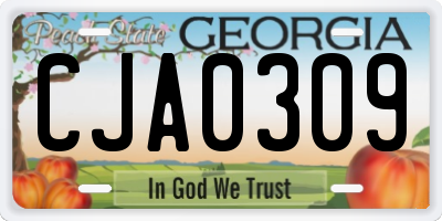 GA license plate CJA0309