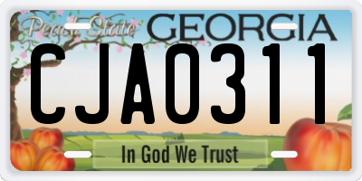 GA license plate CJA0311