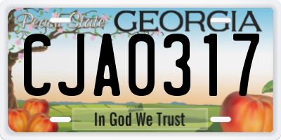 GA license plate CJA0317