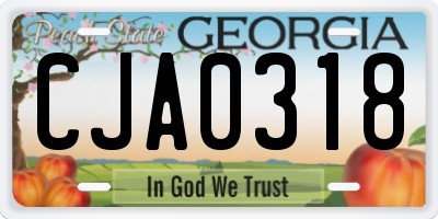 GA license plate CJA0318