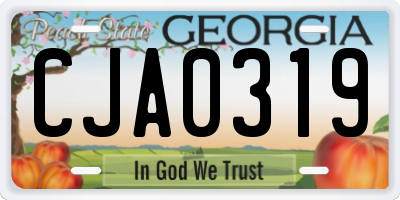 GA license plate CJA0319