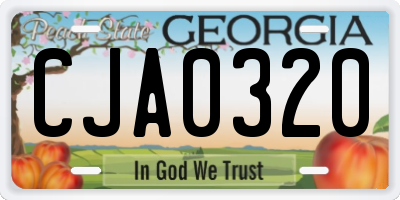 GA license plate CJA0320