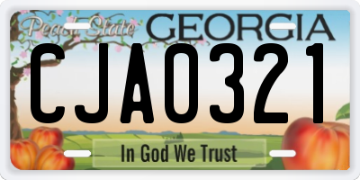 GA license plate CJA0321