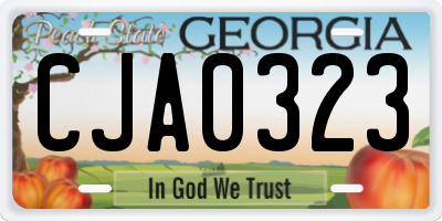 GA license plate CJA0323