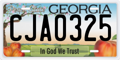 GA license plate CJA0325