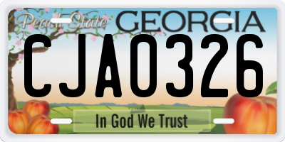 GA license plate CJA0326