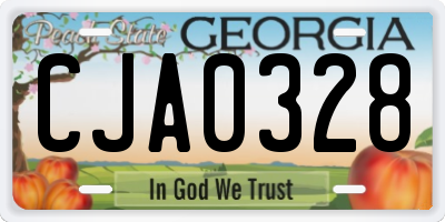 GA license plate CJA0328