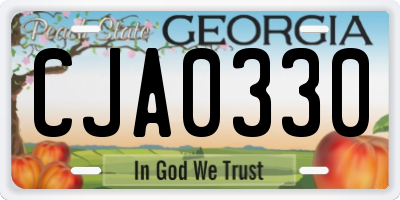 GA license plate CJA0330