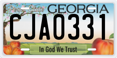 GA license plate CJA0331
