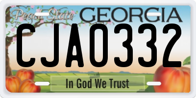 GA license plate CJA0332