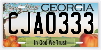 GA license plate CJA0333