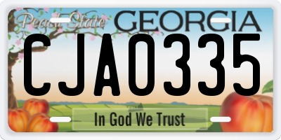 GA license plate CJA0335