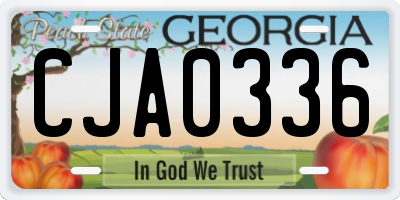 GA license plate CJA0336