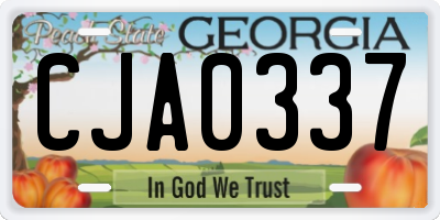 GA license plate CJA0337