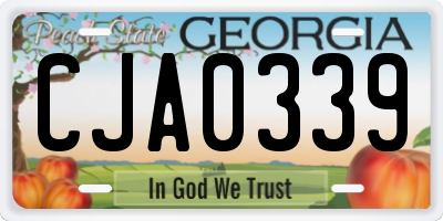 GA license plate CJA0339