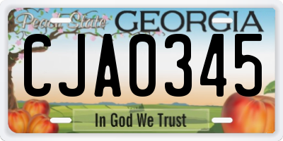 GA license plate CJA0345