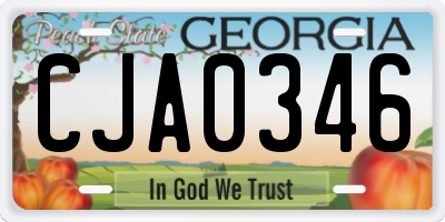 GA license plate CJA0346