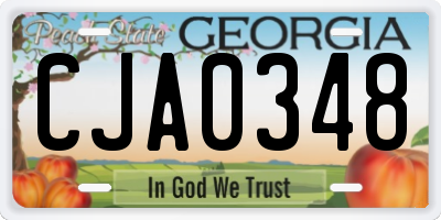 GA license plate CJA0348