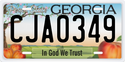 GA license plate CJA0349